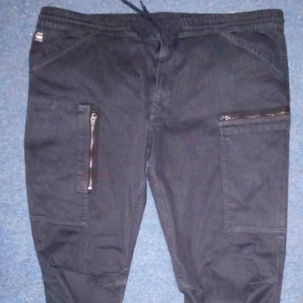 G Star Raw Black Drawstring Cargo Pants Size 42 But Says 38 Prestine Condition🔥